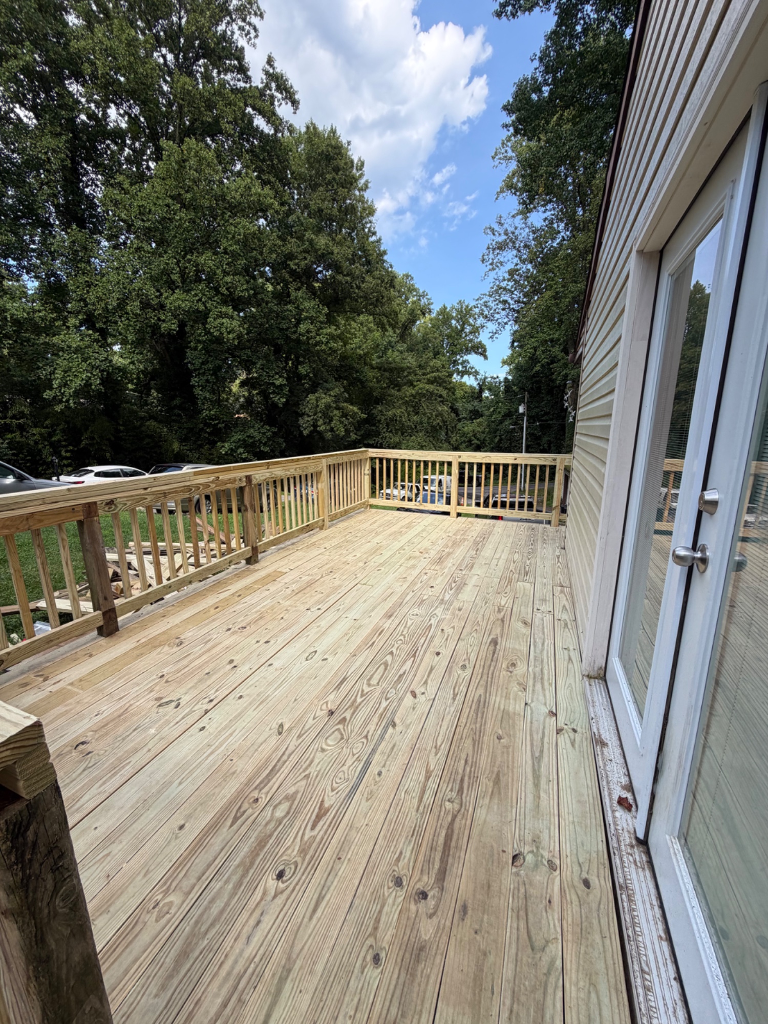 We replaced existing deck boards, railings, and reinforced entire structure.
