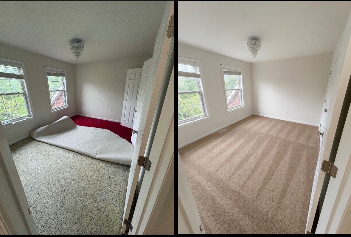 Carpet installation, with premium Nike padding over concrete