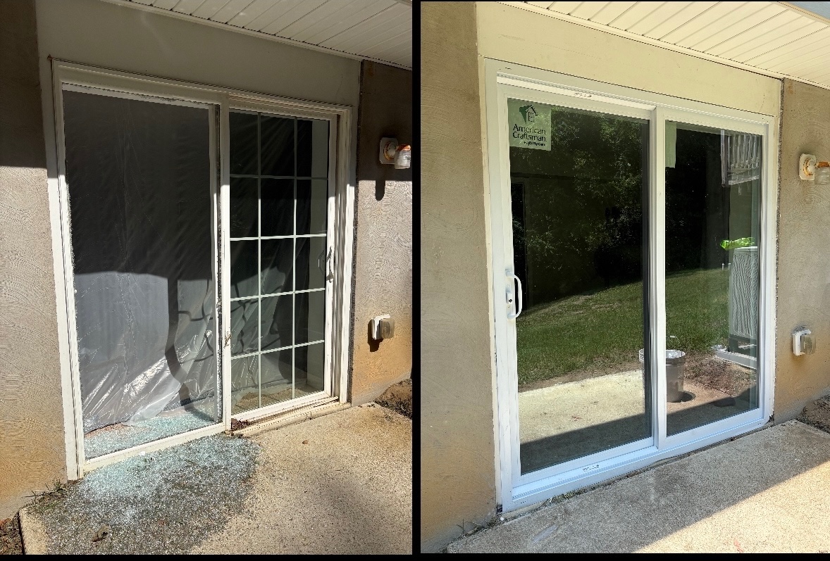 Replaced broken sliding glass door and framed it in with PVC fascia