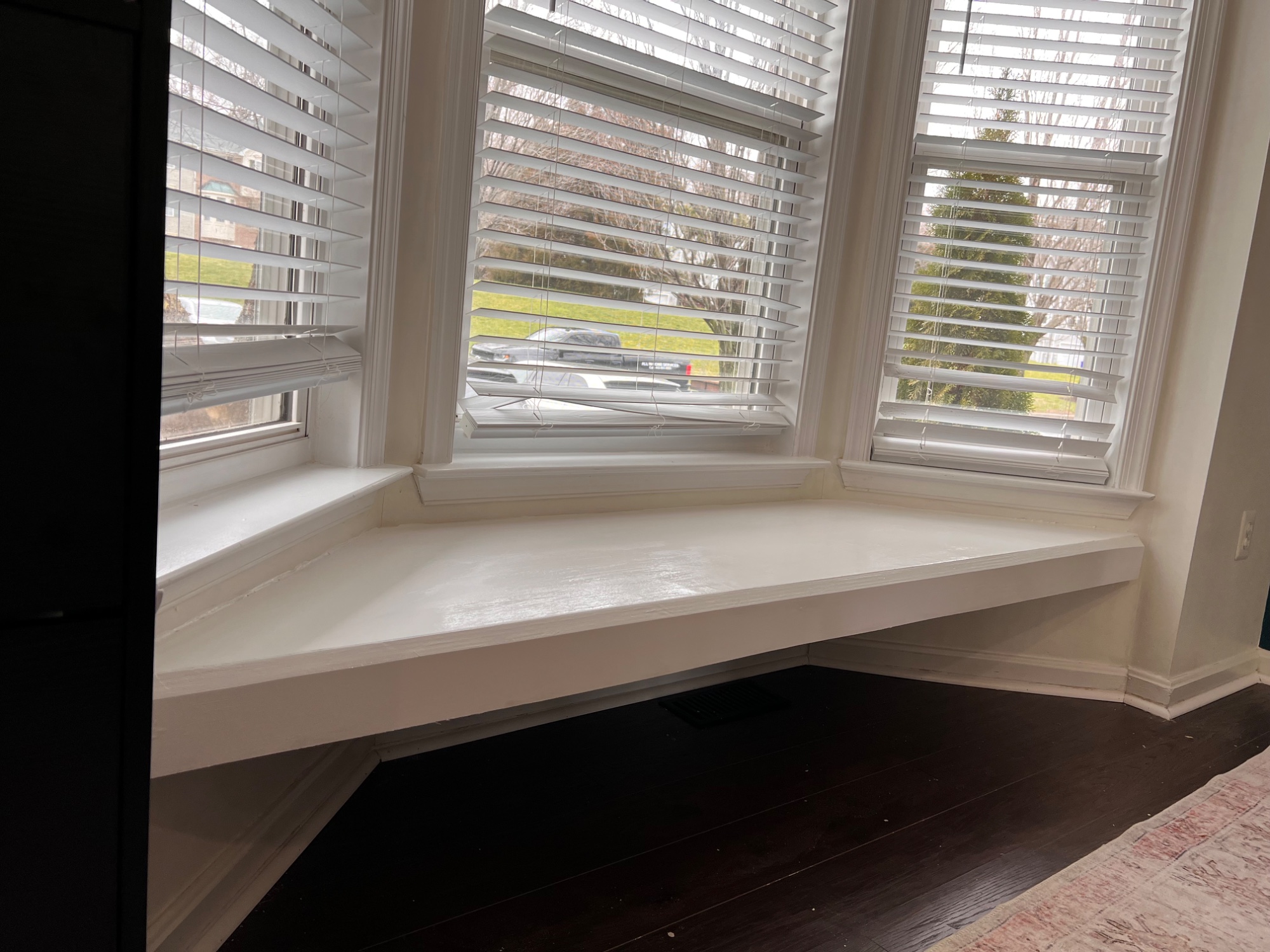 Custom built floating bay window bench