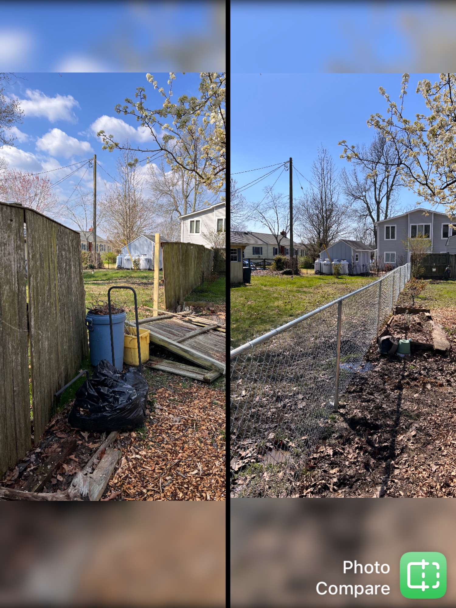 Old panel fencing remove and new chain link installation